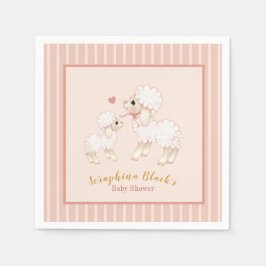 Girly Pink Lamb Baby shower Servet