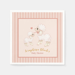 Girly Pink Lamb Baby shower Servet