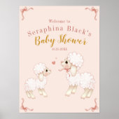 Girly Pink Lamb Baby shower Welkom Poster (Voorkant)
