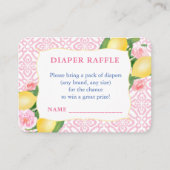 Girly Pink Lemons Baby shower Luier Raffle Informatiekaartje (Voorkant)