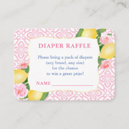 Girly Pink Lemons Baby shower Luier Raffle Informatiekaartje
