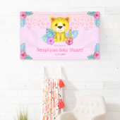 Girly Pink Leopard Baby shower Welkom Spandoek (Insitu)