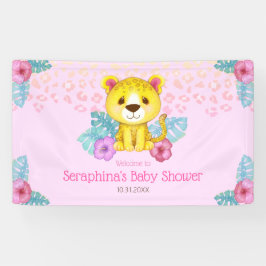 Girly Pink Leopard Baby shower Welkom Spandoek