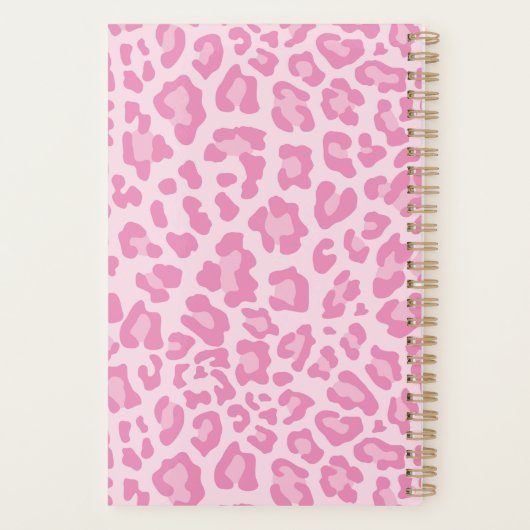 Girly Pink Leopard Elegant Script Name 2021 Planner (Achterkant)