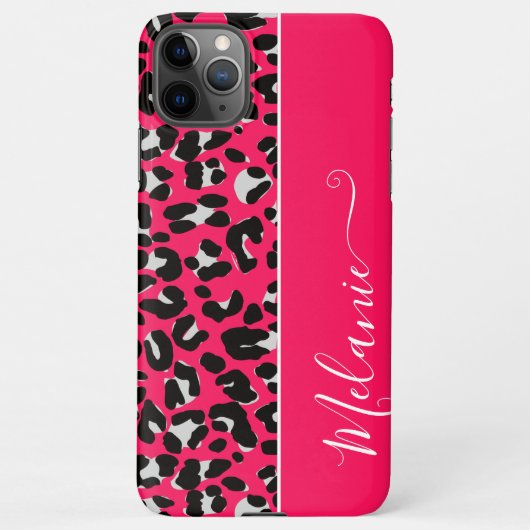 Girly Pink Leopard Patroon Achtergrond Aangepaste iPhone Hoesje (Achterkant)