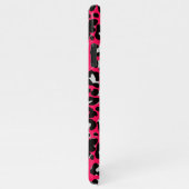 Girly Pink Leopard Patroon Achtergrond Aangepaste iPhone Hoesje (Rechterkant)