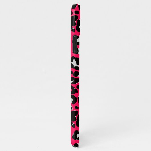 Girly Pink Leopard Patroon Achtergrond Aangepaste  iPhone Hoesje (Rechterkant)