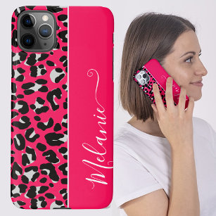 Girly Pink Leopard Patroon Achtergrond Aangepaste  iPhone 11Pro Max Hoesje