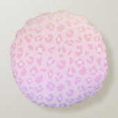 Girly Pink Leopard Print Aangepast Monogram Rond Kussen (Achterkant)