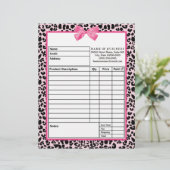 Girly Pink Leopard Print Bow Boutique Order Forms Gepersonaliseerd Briefhoofd (Staand voorkant)