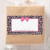 Girly Pink Leopard Print Cute Bow Beautique Etiket (Insitu)