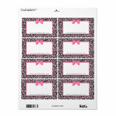Girly Pink Leopard Print Cute Bow Beautique Etiket (Full Sheet)
