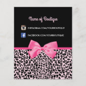 Girly Pink Leopard Print Cute Bow Beautique Flyer (Voorkant)