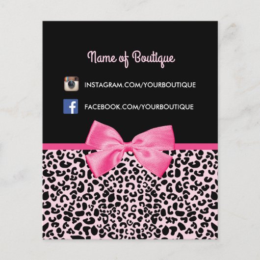 Girly Pink Leopard Print Cute Bow Beautique Flyer (Voorkant)