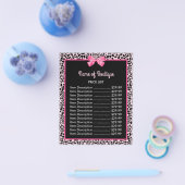 Girly Pink Leopard Print Cute Bow Boutique Price Flyer (Enkel)