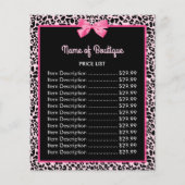 Girly Pink Leopard Print Cute Bow Boutique Price Flyer (Voorkant)