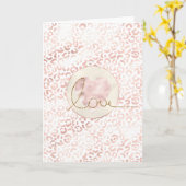 Girly Pink Leopard Print Hart Goud Glitter Love Kaart (Gele Bloem)