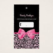 Girly Pink Leopard Print Schattigee Boog Foto Prij Visitekaartje (Voorkant)
