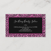 Girly Pink Leopard Spots Elegant Black Monogram Visitekaartje (Achterkant)