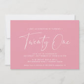 Girly Pink | Leuk Modern Script 21st Verjaardag Kaart (Voorkant)