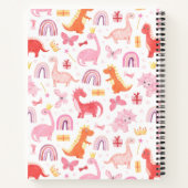 Girly Pink Leuke Dino Dinosaur Aangepaste naam Notitieboek (Achterkant)