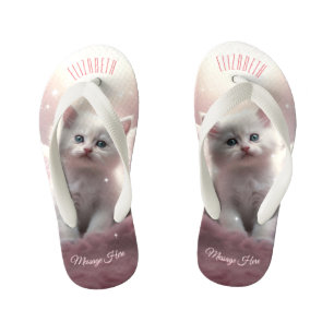 Girly Pink Leuke Kitten met Angel Wings Kinder Teenslippers