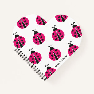 Girly Pink lieveheersbeestje gepersonaliseerd Notitieboek