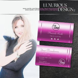 Girly Pink Lila Shimmer Sparkle Diamonds voeg Logo Visitekaartje