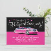 Girly Pink Limo Hollywood Theme Party Kaart (Staand voorkant)