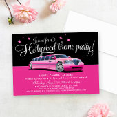 Girly Pink Limo Hollywood Theme Party Kaart