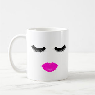 Girly Pink Lips and Lashes Koffiemok