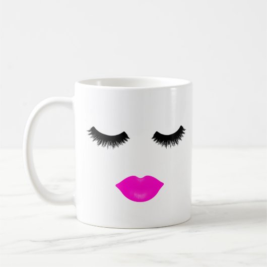 Girly Pink Lips and Lashes Koffiemok (Links)