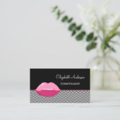 Girly Pink Lips Chevron Cosmetoloog Visitekaartje (Staand voorkant)