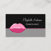 Girly Pink Lips Chevron Cosmetoloog Visitekaartje (Voorkant)