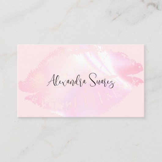 Girly Pink Lips Vrouwelijke Make-up Kunstenaar Een Visitekaartje (Voorkant)
