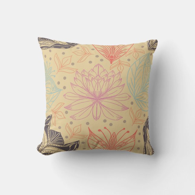 Girly Pink Lotus Flower Trendy Design Kussen (Voorkant)
