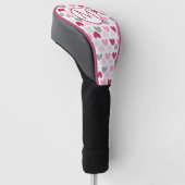 Girly Pink Love Heart Monogram, gepersonaliseerd Golfheadcover (Schuin)