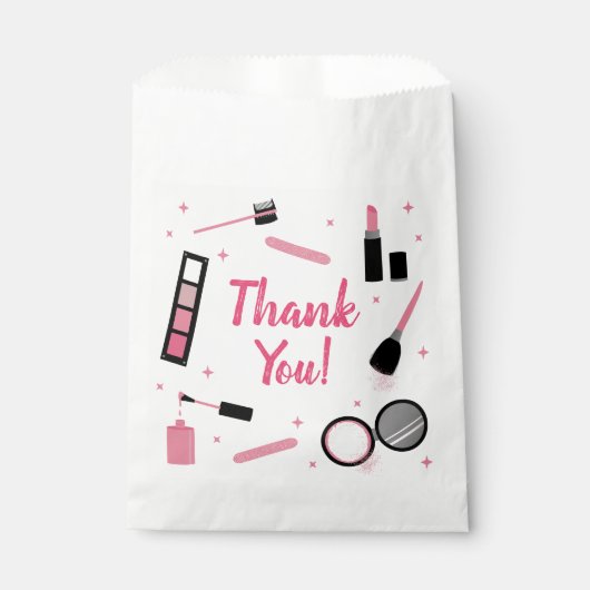 Girly Pink Makeup Glamor Birthday Favor Bags Bedankzakje (Voorkant)