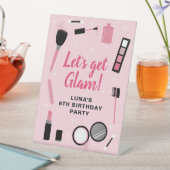 Girly Pink Makeup Glamor Birthday Reclamebord Met Voetstuk (Insitu)