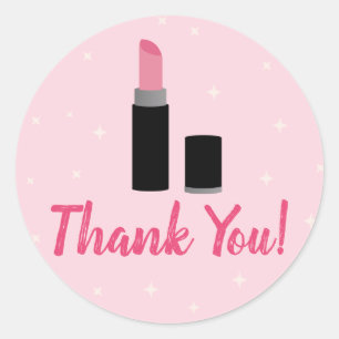 Girly Pink Makeup Glamor Birthday Ronde Sticker