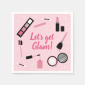 Girly Pink Makeup Glamor Birthday Servet (Voorkant)