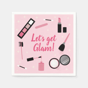Girly Pink Makeup Glamor Birthday Servet