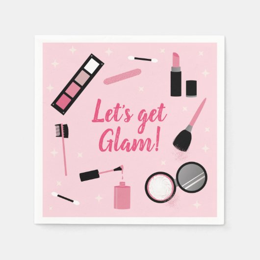 Girly Pink Makeup Glamor Birthday Servet (Voorkant)