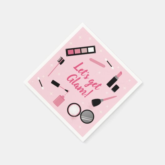 Girly Pink Makeup Glamor Birthday Servet (Hoek)