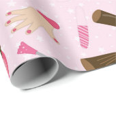 Girly Pink Manicurist Nail Pools  Patroon Cadeaupapier (Rol Hoek)