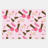 Girly Pink Manicurist Nail Pools Patroon Inpakpapier Vel (Voorkant)