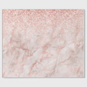 Girly Pink Marble en Glitter Cadeaupapier (Vlak)