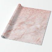 Girly Pink Marble en Glitter Cadeaupapier (Uitgerold)