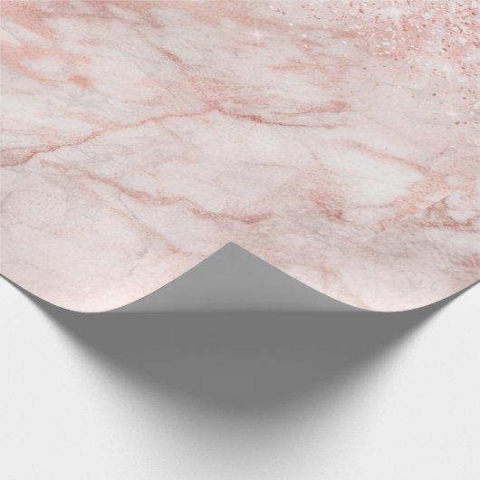 Girly Pink Marble en Glitter Cadeaupapier (Hoek)