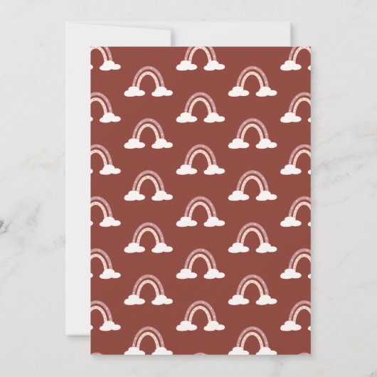 Girly Pink Maroon Rainbow Clouds First Dag Kaart (Achterkant)